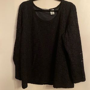 Units WOMAN Black Lace Top, Size 2X, Made in USA